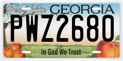 GA license plate PWZ2680