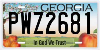GA license plate PWZ2681