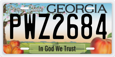 GA license plate PWZ2684