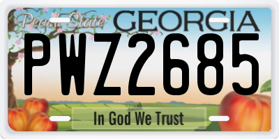 GA license plate PWZ2685
