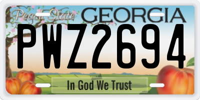 GA license plate PWZ2694