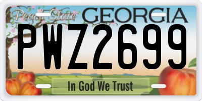 GA license plate PWZ2699
