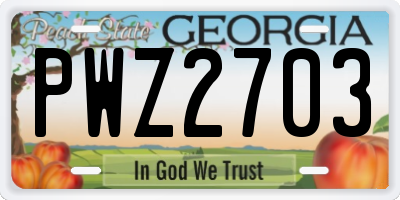GA license plate PWZ2703