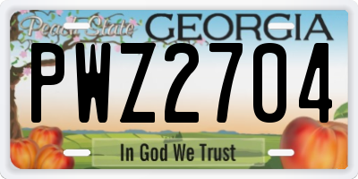 GA license plate PWZ2704
