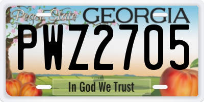 GA license plate PWZ2705