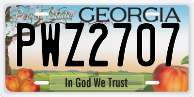 GA license plate PWZ2707