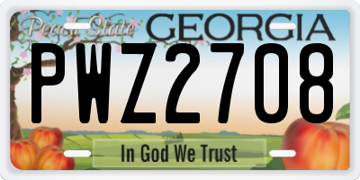 GA license plate PWZ2708