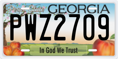 GA license plate PWZ2709