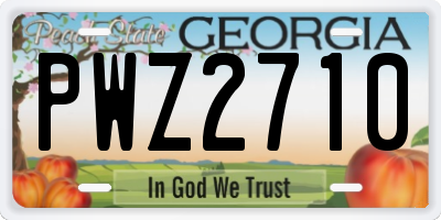 GA license plate PWZ2710