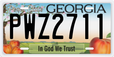 GA license plate PWZ2711