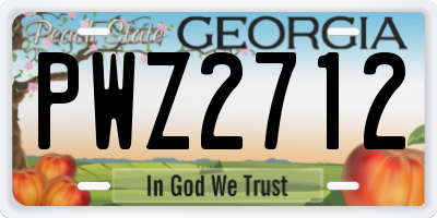 GA license plate PWZ2712