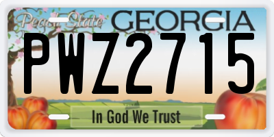 GA license plate PWZ2715