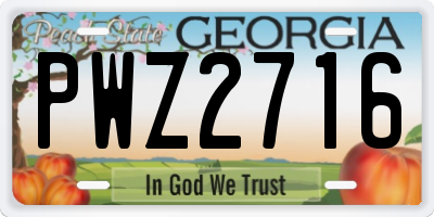GA license plate PWZ2716
