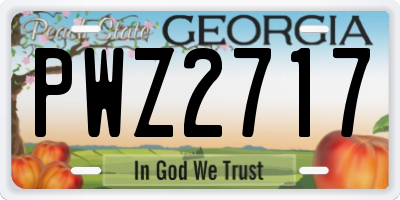 GA license plate PWZ2717