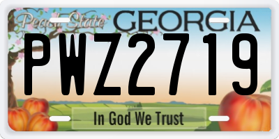 GA license plate PWZ2719