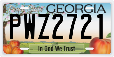 GA license plate PWZ2721