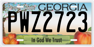 GA license plate PWZ2723