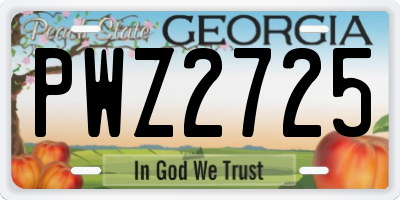 GA license plate PWZ2725