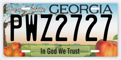 GA license plate PWZ2727