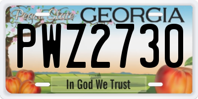 GA license plate PWZ2730