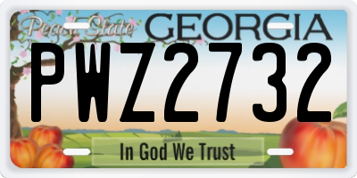 GA license plate PWZ2732
