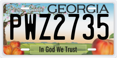 GA license plate PWZ2735
