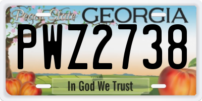 GA license plate PWZ2738