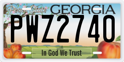 GA license plate PWZ2740