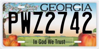 GA license plate PWZ2742