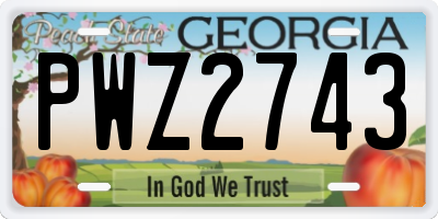 GA license plate PWZ2743