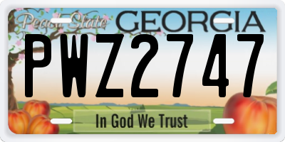 GA license plate PWZ2747