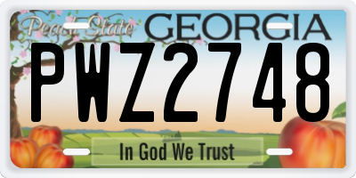 GA license plate PWZ2748