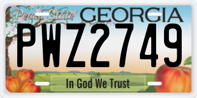 GA license plate PWZ2749