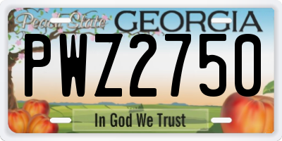 GA license plate PWZ2750