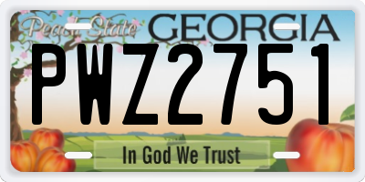 GA license plate PWZ2751