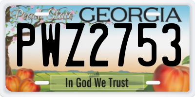 GA license plate PWZ2753