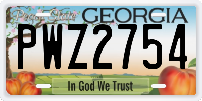 GA license plate PWZ2754