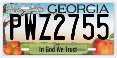 GA license plate PWZ2755