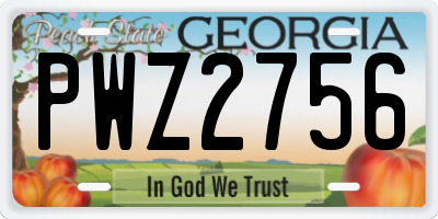 GA license plate PWZ2756