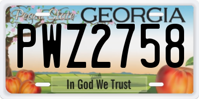 GA license plate PWZ2758