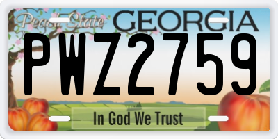 GA license plate PWZ2759