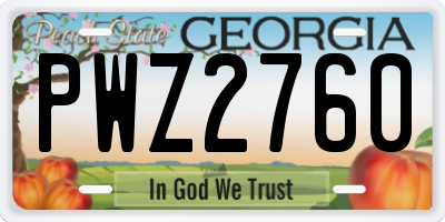 GA license plate PWZ2760