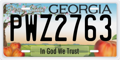 GA license plate PWZ2763