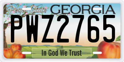 GA license plate PWZ2765