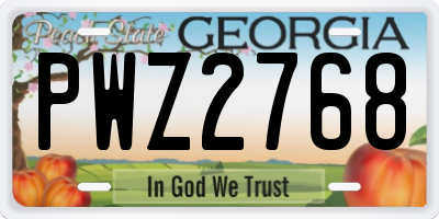 GA license plate PWZ2768
