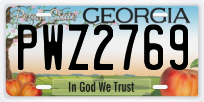 GA license plate PWZ2769