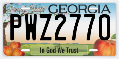 GA license plate PWZ2770