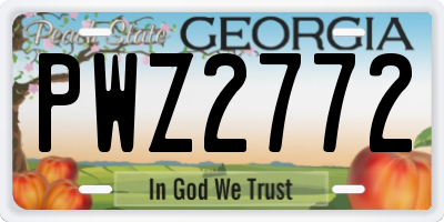 GA license plate PWZ2772