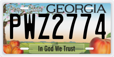 GA license plate PWZ2774