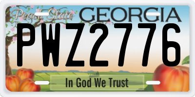 GA license plate PWZ2776